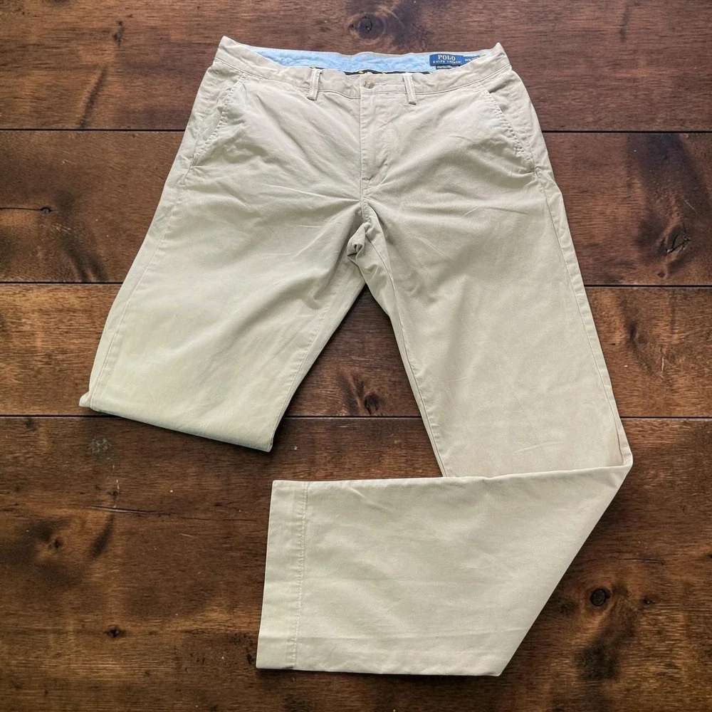 Polo Ralph Lauren Stretch Straight Fit Chinos Khaki Tan Mens 34x34 Pants